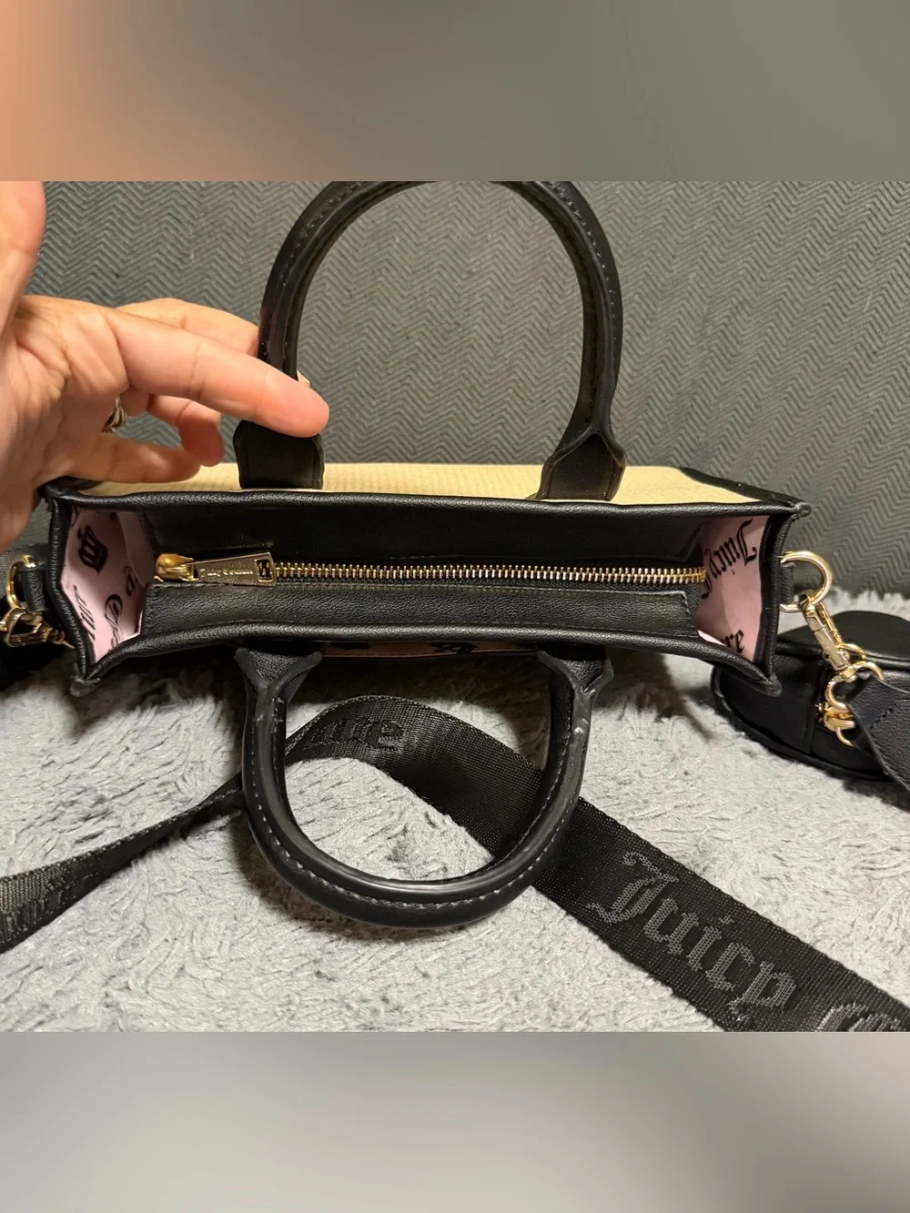 Juicy Couture Mini Tote Natural/Liquorice Crossbody Bag